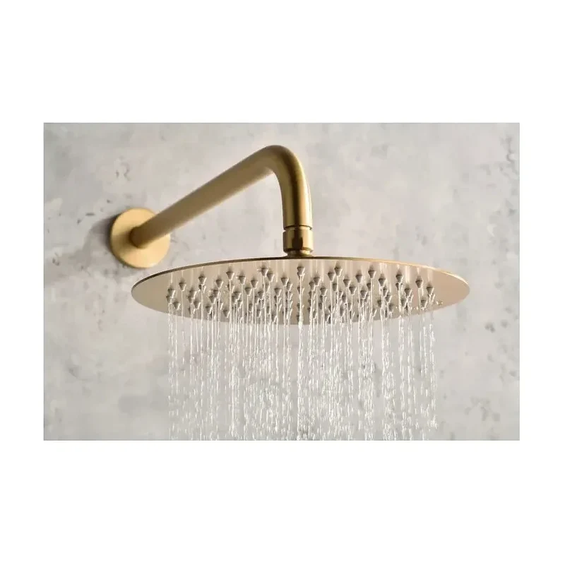 Conjunto de grifo termostático empotrado de 2 vías y ducha de mano con acabado en oro cepillado Monza de Imex