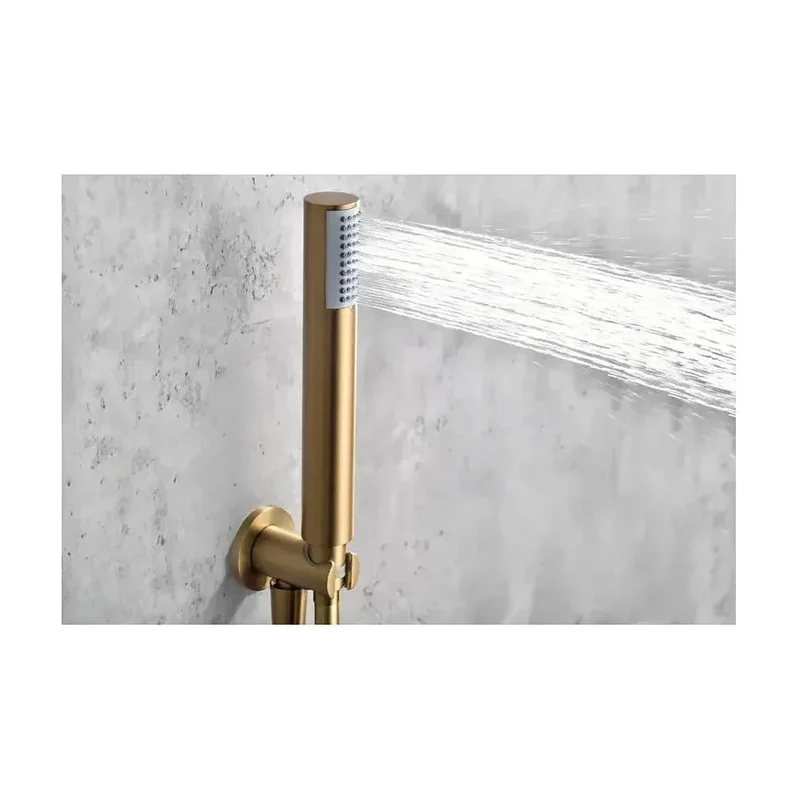 Conjunto de grifo termostático empotrado de 2 vías y ducha de mano con acabado en oro cepillado Monza de Imex