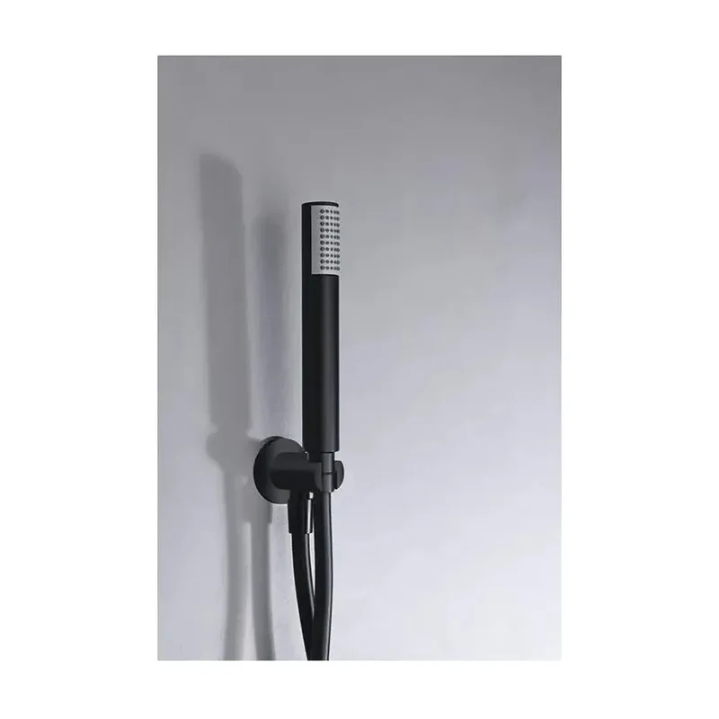 Conjunto moderno de ducha con un diseño monomando de acabado negro mate thalos stick Milos de Imex