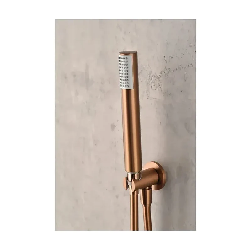 Conjunto de grifo termostático empotrado de 2 vías y ducha de mano con acabado en oro rosa cepillado tivoli Monza de Imex