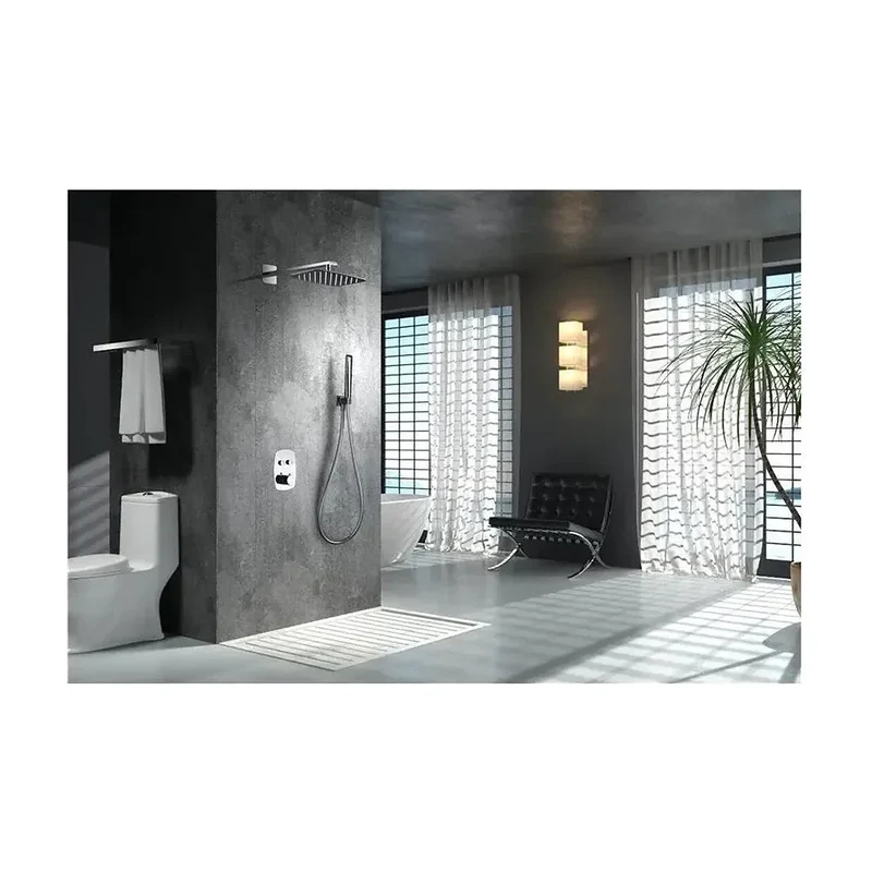 Conjunto termostático de 3 módulos para ducha con un diseño moderno de acabado cromado Hidra de Imex