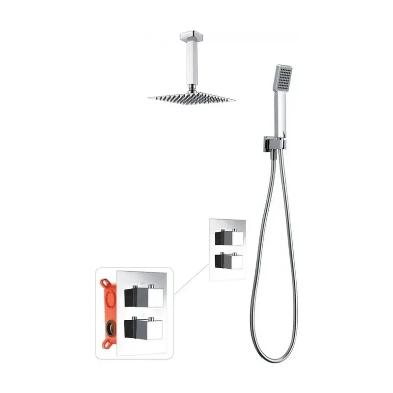 Conjunto termostático con 3 módulos para ducha de diseño moderno y un acabado cromado ons Cies de Imex
