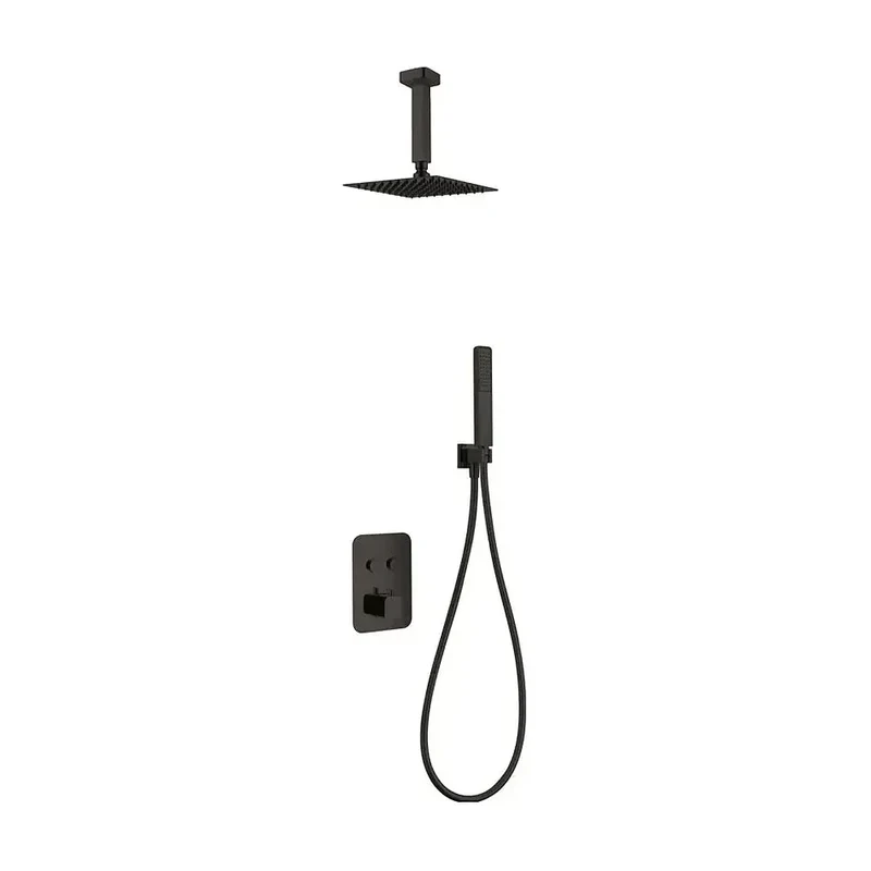 Conjunto termostático para ducha de 3 módulos con un diseño moderno de color negro mate portugal Madeira de Imex