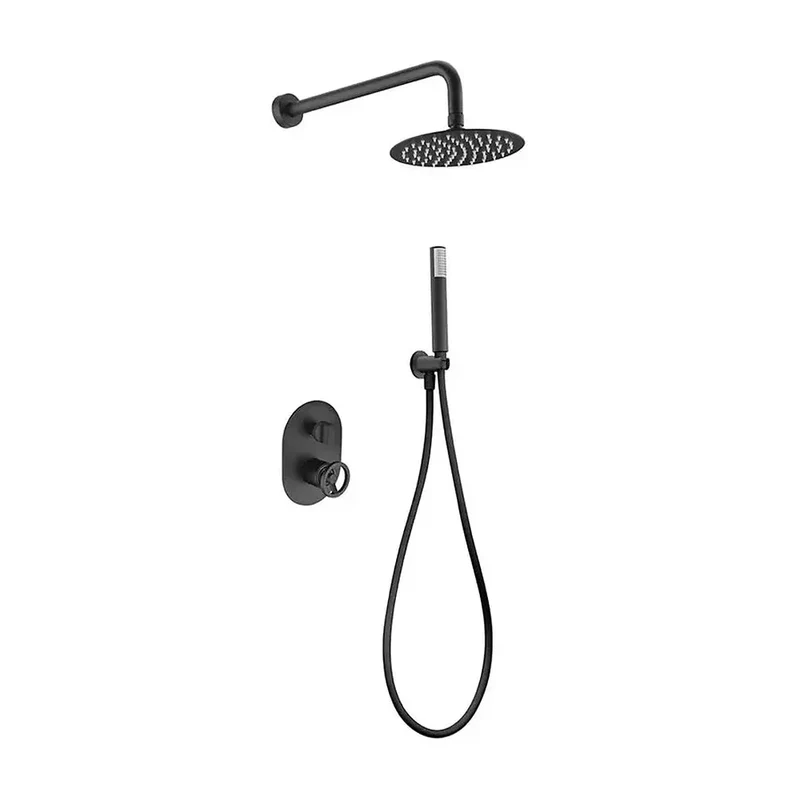 Conjunto de diseño moderno para ducha de pared con un acabado negro mate Olimpo de Imex