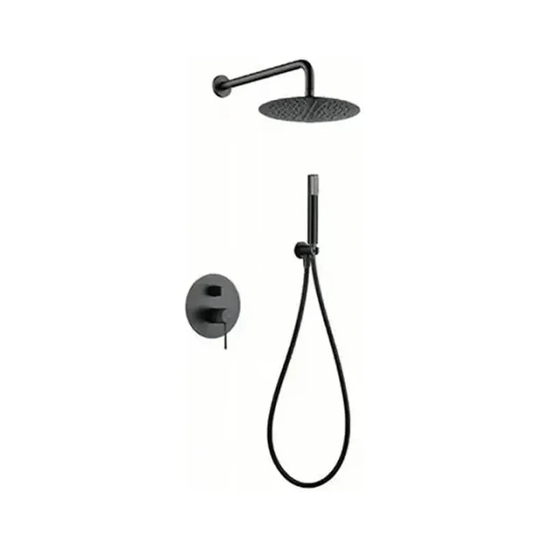 Conjunto para ducha con un diseño empotrado de acabado black gun metal Line de Imex