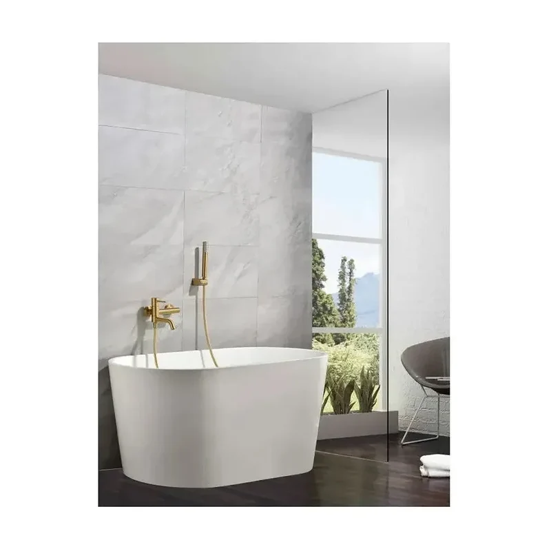 Conjunto de grifo monomando con ducha de mano fabricado en latón y abs con acabado oro cepillado Monza de Imex