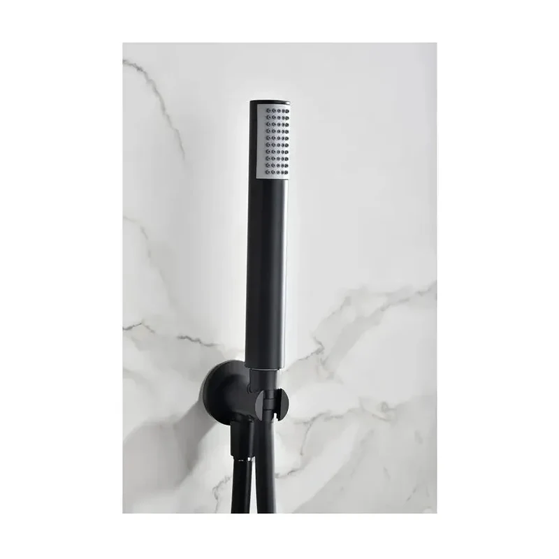 Conjunto de grifo termostático empotrado de 2 vías y ducha de mano con acabado negro mate Monza de Imex