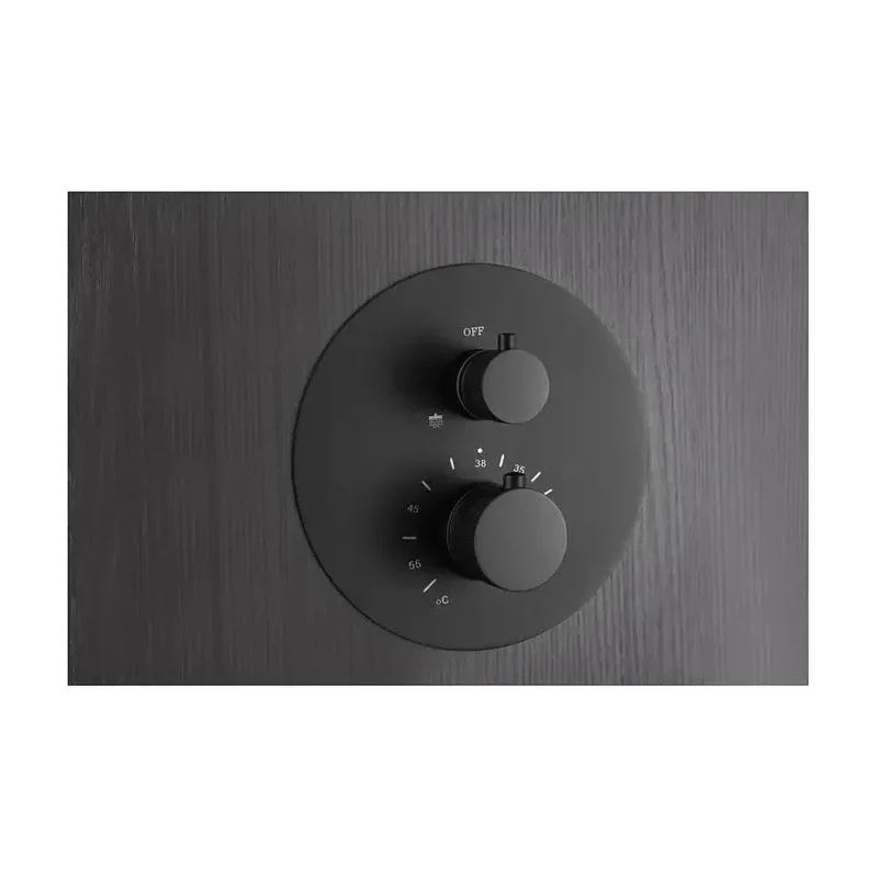 Conjunto para ducha termostática de diseño empotrado en color negro mate top Line de Imex