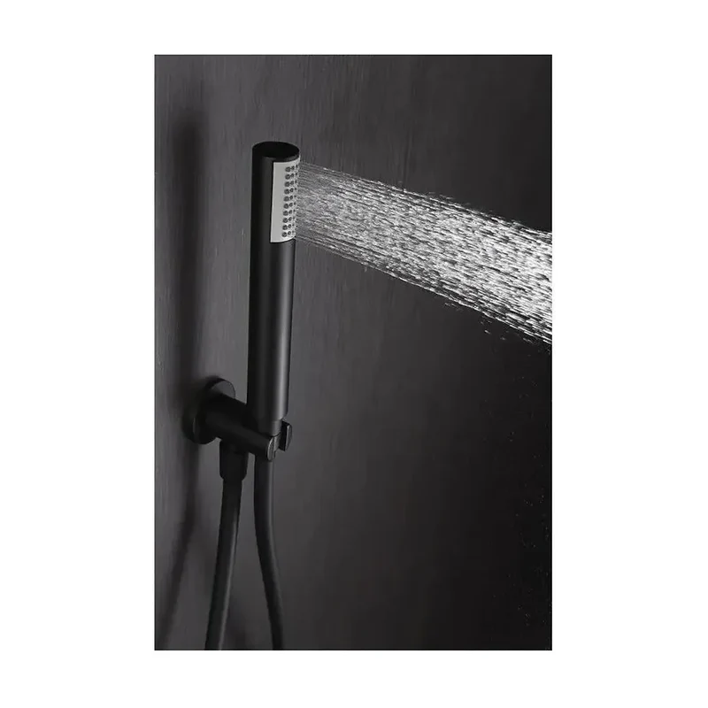 Conjunto para ducha termostática de diseño empotrado en color negro mate top Line de Imex