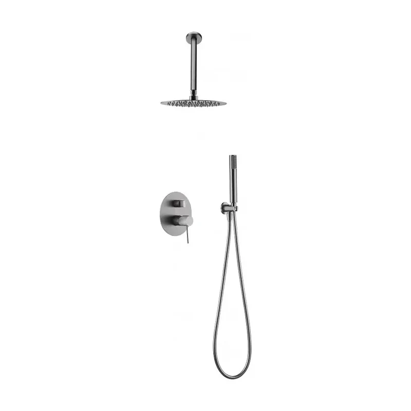 Conjunto moderno de ducha con un diseño empotrado en color níquel cepillado top Line de Imex
