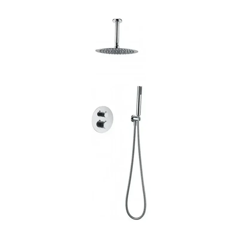 Conjunto para ducha termostática de diseño empotrado con un acabado cromado top Line de Imex