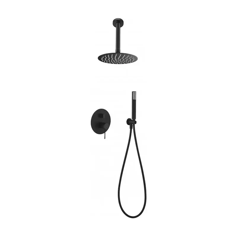 Conjunto moderno de ducha con un diseño empotrado y un acabado negro mate top Line de Imex