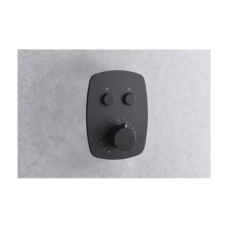 Conjunto termostático de 3 módulos para ducha con un diseño moderno en color negro mate Hidra de Imex