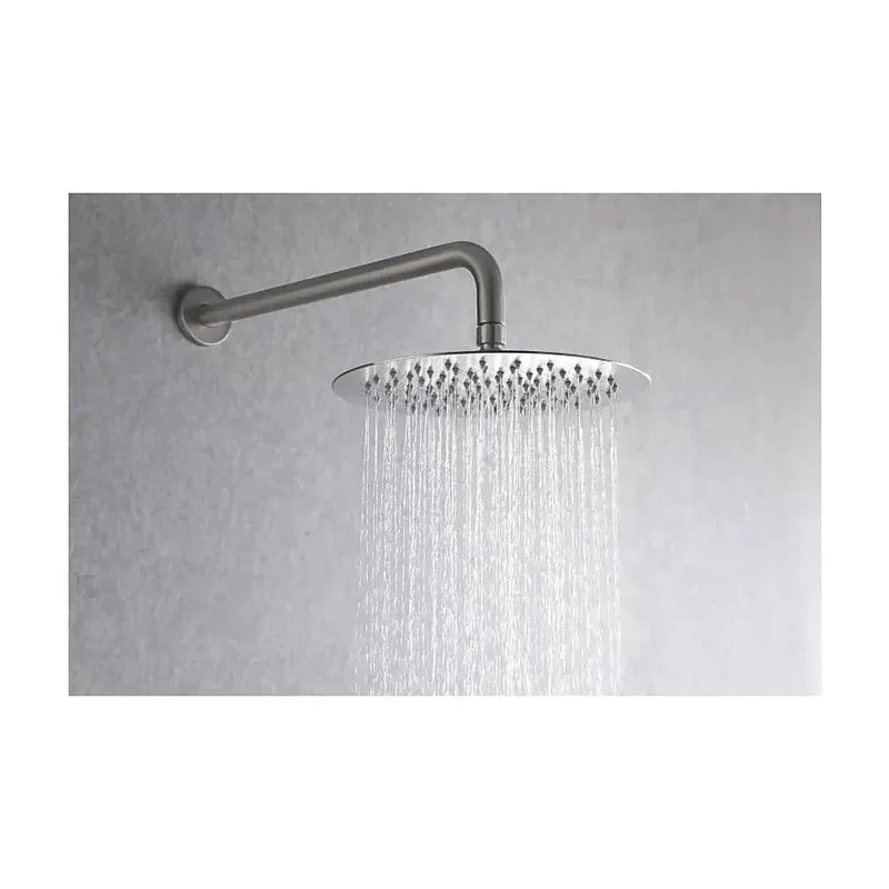 Conjunto moderno de ducha termostática empotrado en color níquel cepillado Line de Imex