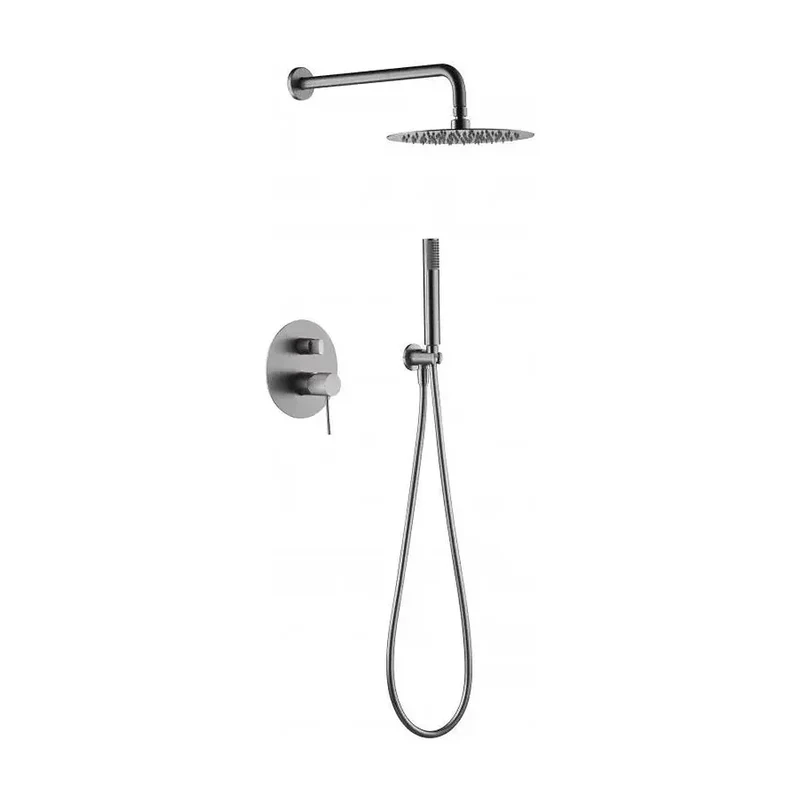 Conjunto para ducha con un diseño empotrado de acabado níquel cepillado Line de Imex
