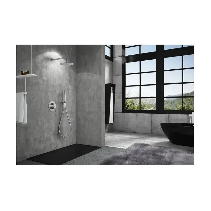 Conjunto para ducha con un diseño empotrado de acabado níquel cepillado Line de Imex