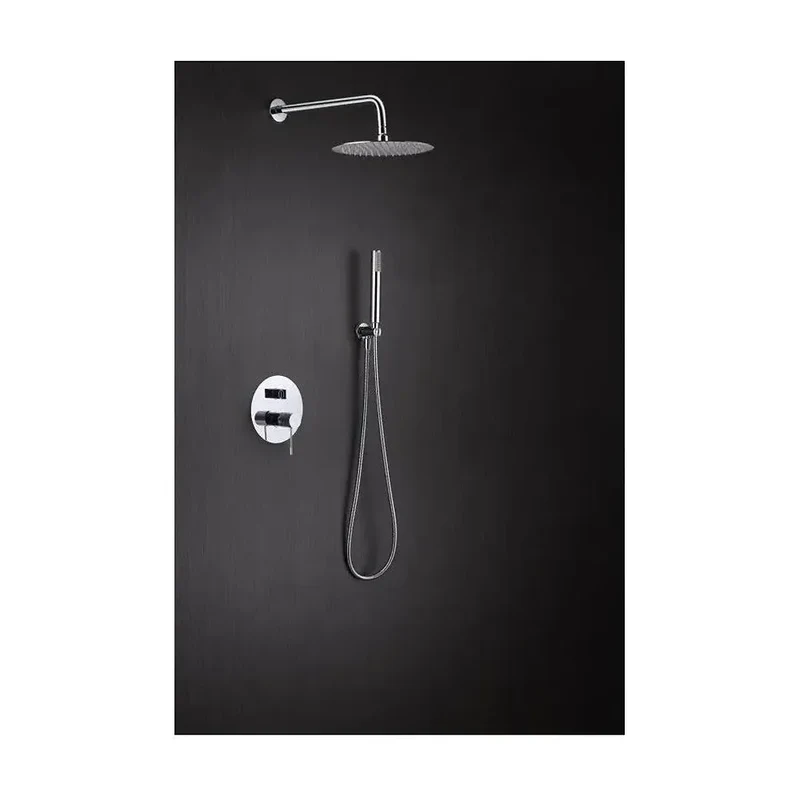 Conjunto para ducha empotrado con un diseño elegante de acabado cromado Line de Imex