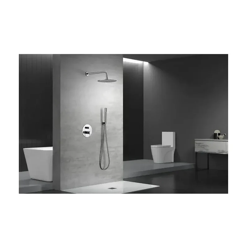 Conjunto para ducha empotrado con un diseño elegante de acabado cromado Line de Imex