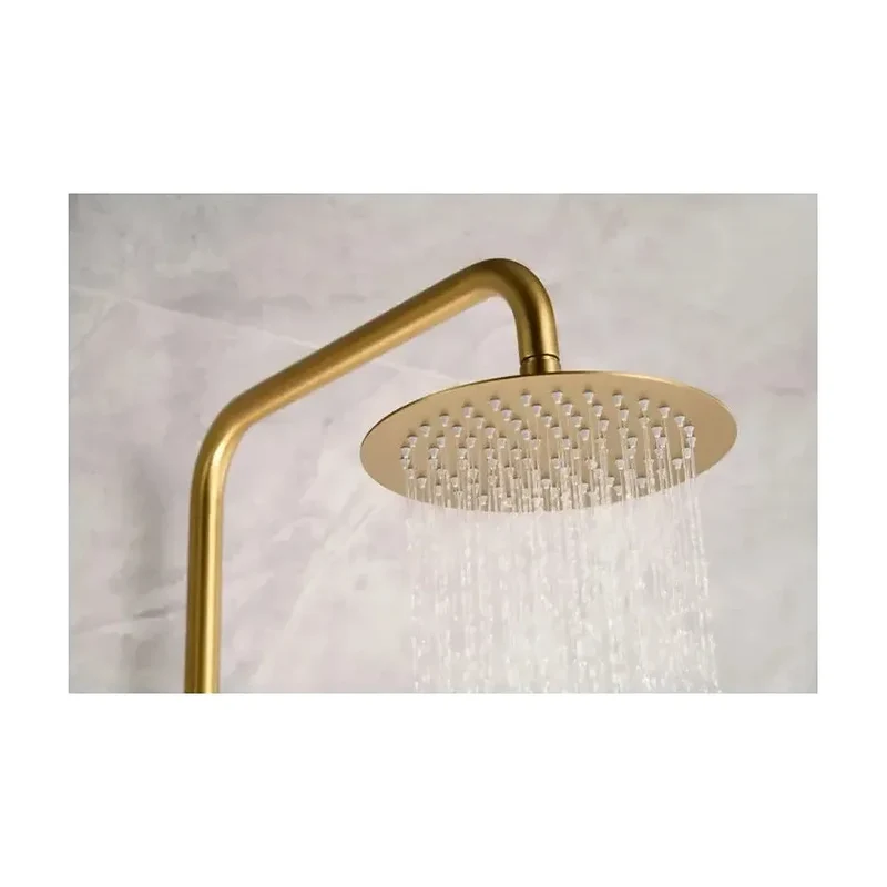 Conjunto de ducha termostática de acero inoxidable con acabado oro cepillado Line de Imex