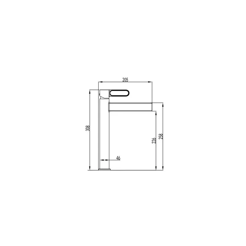 Grifo caño alto monomando para lavabo fabricado en latón con un acabado en titanio PVD Dior de GME