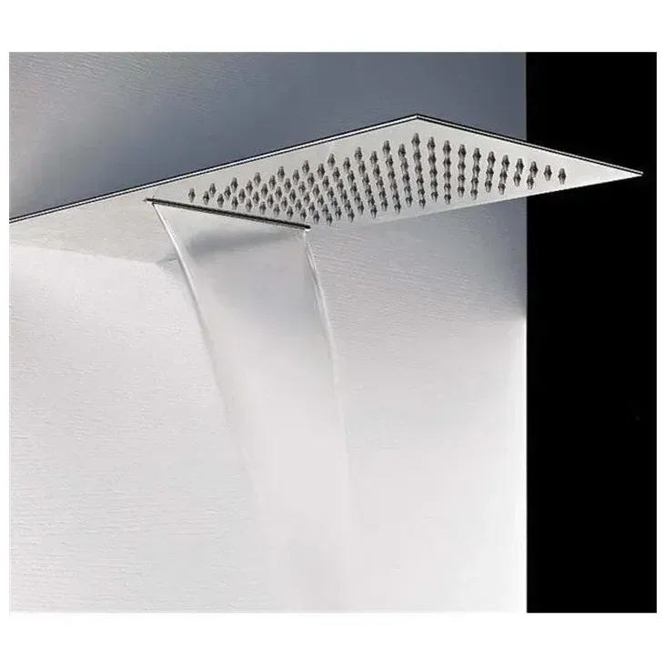 Rociador extraplano para ducha con dos modos cascada y lluvia INOX de GME