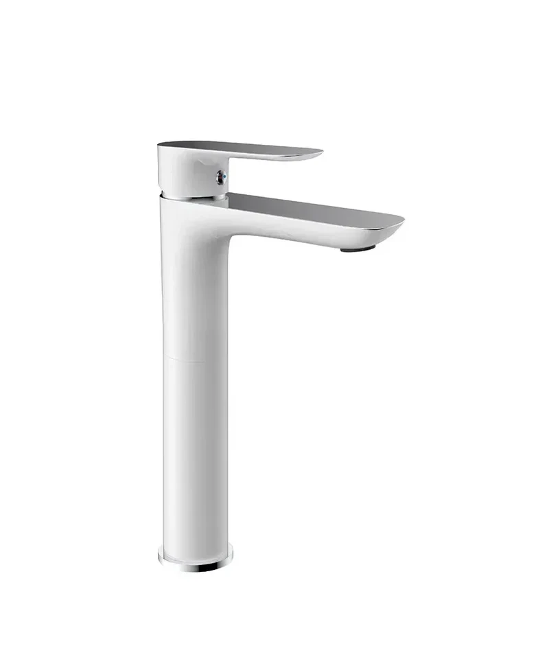Grifo monomando caño alto para lavabo fabricado en latón con un acabado en color blanco Cassio GME