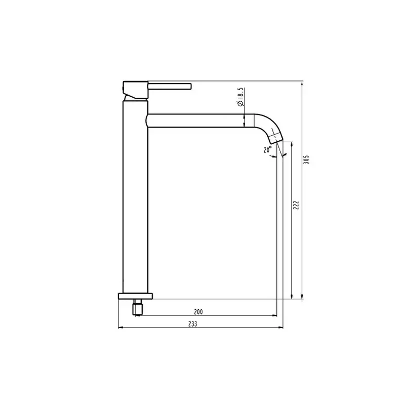Grifo monomando caño alto para lavabo fabricado en latón con un acabado en color oro Sirio de GME