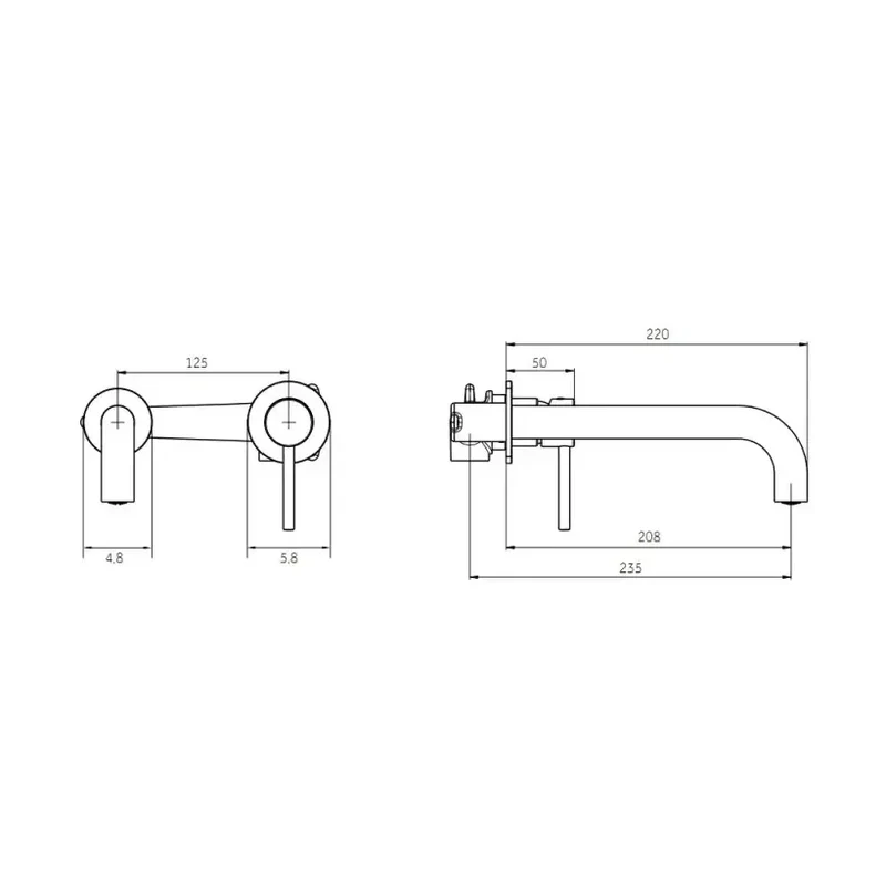 Grifo monomando empotrable para lavabo fabricado en latón con un acabado en color oro Sirio de GME