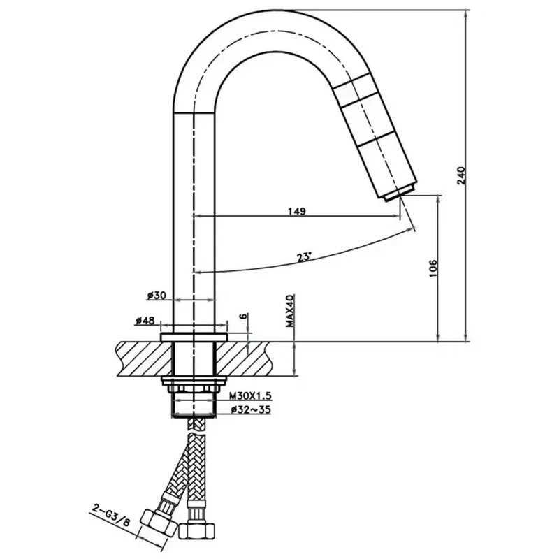 Grifo monomando para lavabo con mando integrado diseño moderno y acabado cromado IO´S-5 de GME