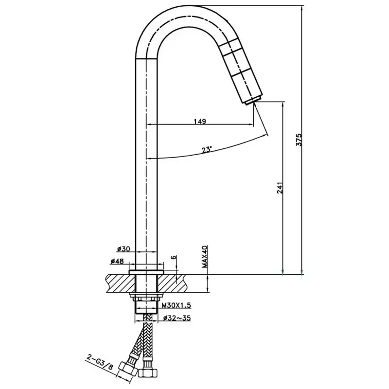 Grifo de lavabo de caño alto con mando integrado para controlar la temperatura IO´S-5 de GME