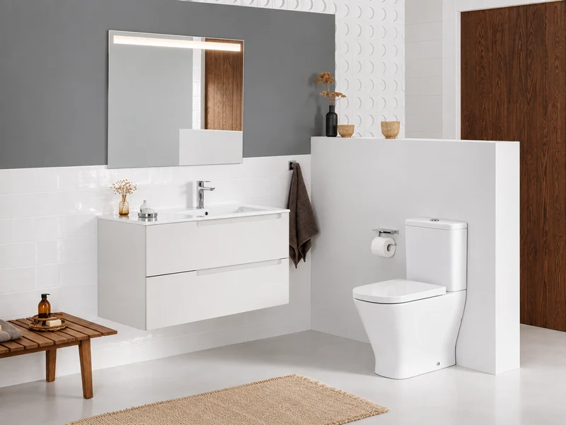 Inodoro de Pie Completo Roca The Gap Square, Salida Dual, Blanco
