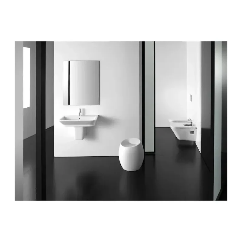 Roca The Gap Square – Inodoro Suspendido con Tapa, Salida Horizontal, Blanco