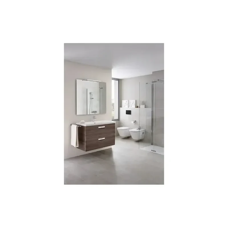 Roca The Gap Square – Inodoro Suspendido con Tapa, Salida Horizontal, Blanco