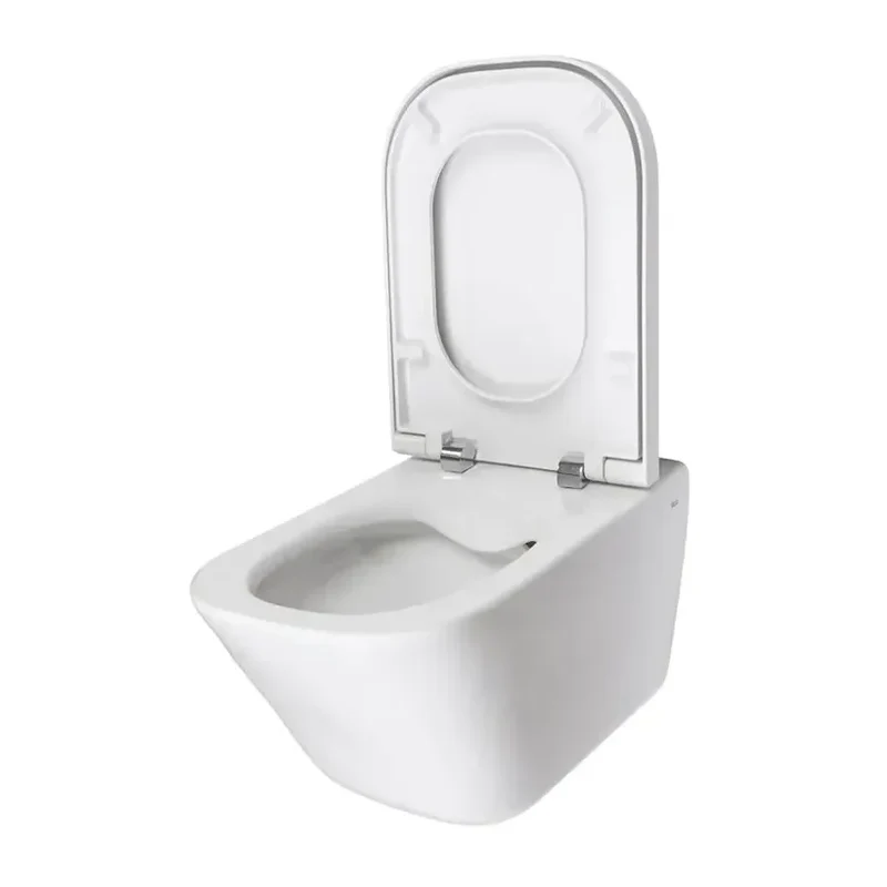 Roca The Gap Square – Inodoro Suspendido con Tapa, Salida Horizontal, Blanco