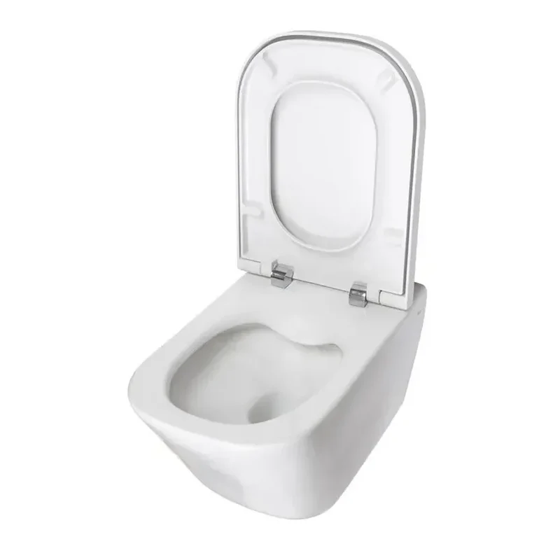 Roca The Gap Square – Inodoro Suspendido con Tapa, Salida Horizontal, Blanco
