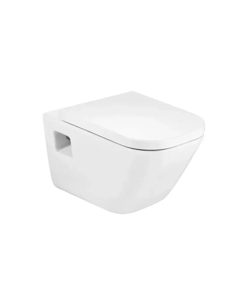 Roca The Gap – Inodoro Suspendido con Tapa, Salida Horizontal, Blanco