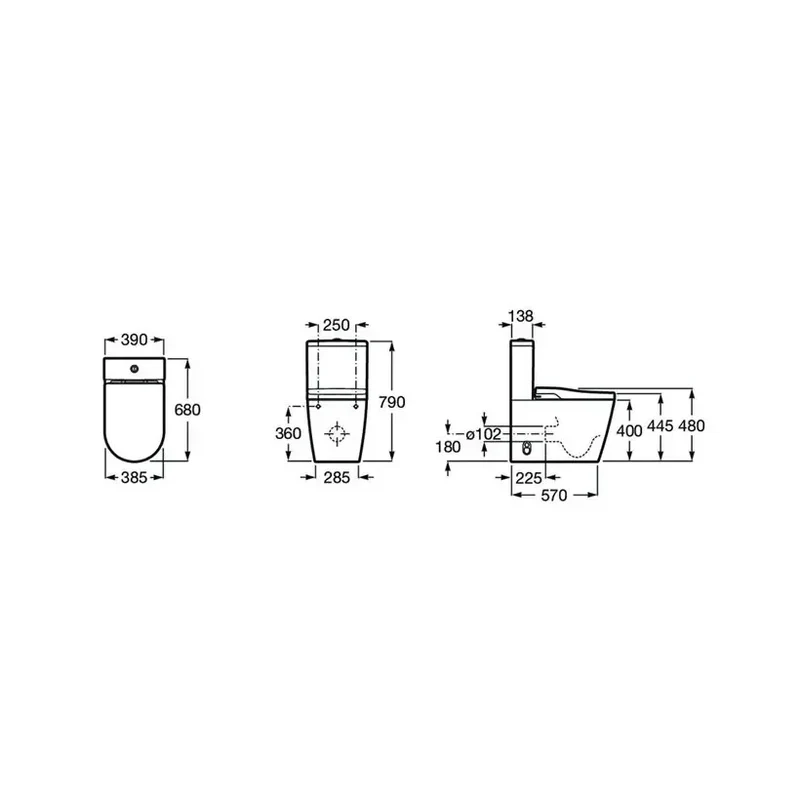 Smart toilet adosado a pared Roca A80306L001 Rimless In-Wash® Inspira con funciones de lavado y secado