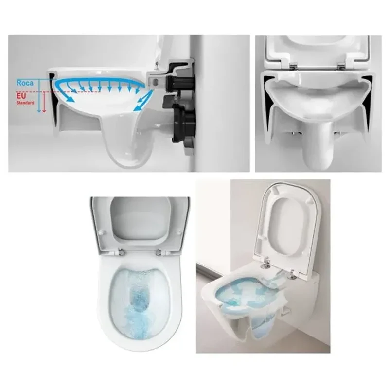 Smart toilet adosado a pared Roca A80306L001 Rimless In-Wash® Inspira con funciones de lavado y secado