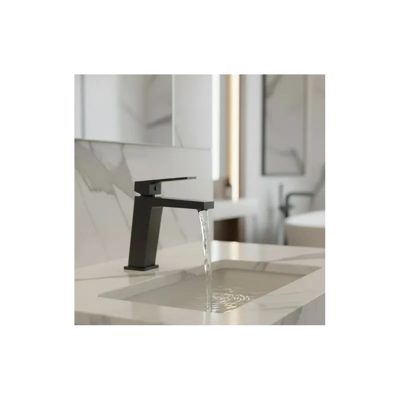 Grifo monomando para lavabo fabricado en latón con acabado negro metalizado Art de Imex
