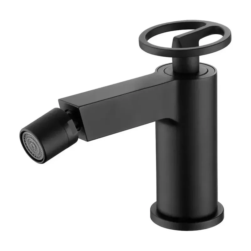 Grifo monomando sobre repisa para bidé fabricado en latón con acabado negro mate Olimpo de Imex