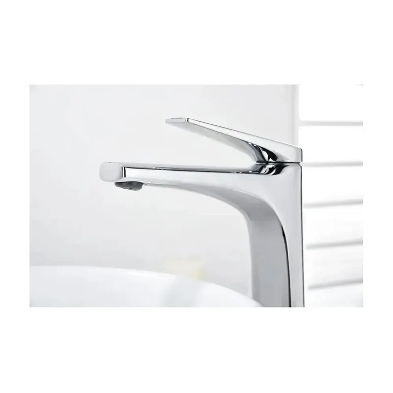 Grifo monomando con caño alto para lavabo fabricado en latón con acabado cromado Delos de Imex