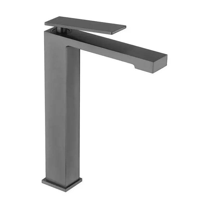 Grifo monomando con caño alto para lavabo hecho de latón con acabado black gun metal Pisa de Imex