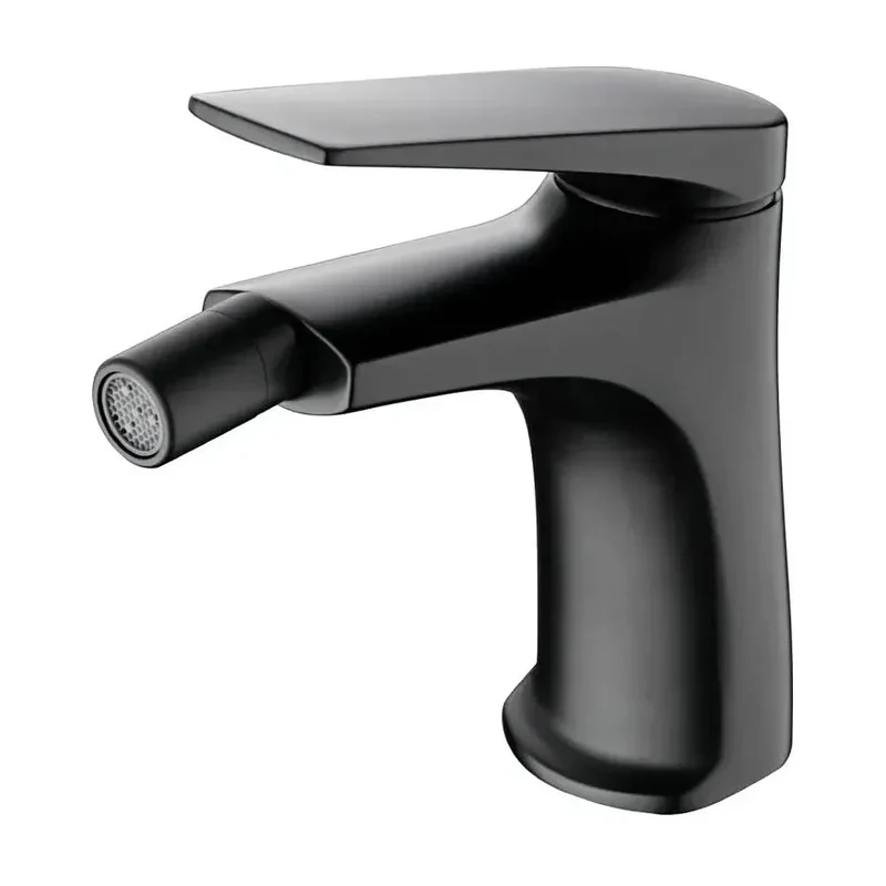 Grifo monomando sobre repisa para bidé fabricado en latón con acabado negro mate Delos de Imex