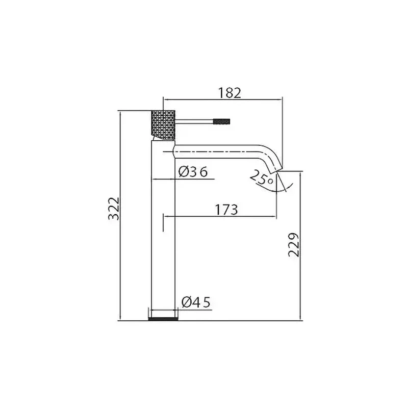 Grifo monomando con caño alto para lavabo hecho de latón con acabado negro metalizado Genova de Imex