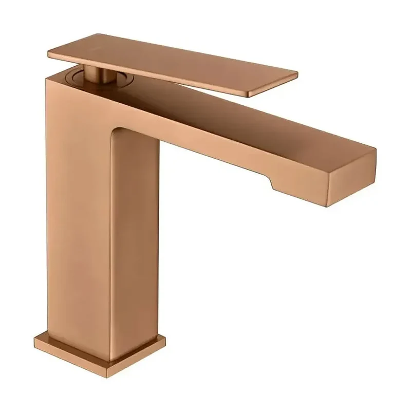 Grifo monomando sobre repisa para lavabo hecho de latón acabado oro rosa cepillado Pisa de Imex