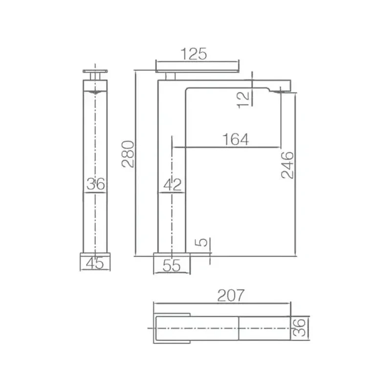 Grifo monomando con caño alto para lavabo hecho de latón con acabado cromado Pisa de Imex
