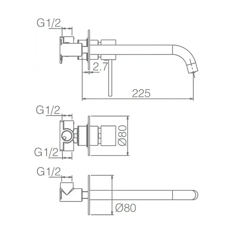 Grifo monomando para lavabo con un diseño empotrado de acabado blanco mate stick Milos de Imex