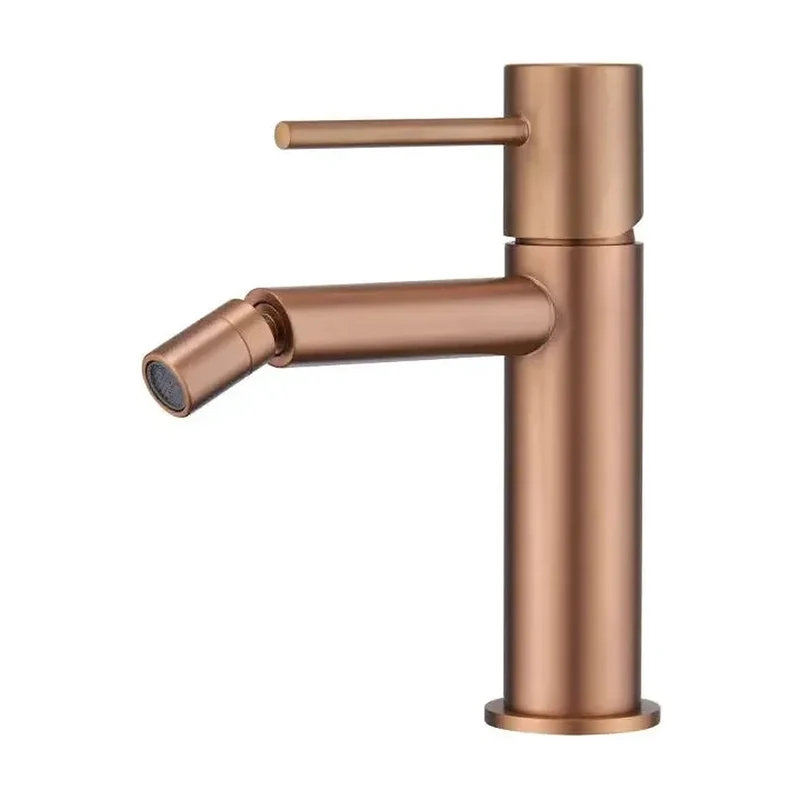 Grifo monomando de bidé con cartucho de 25 mm fabricado en latón con acabado oro rosa cepillado Monza de Imex