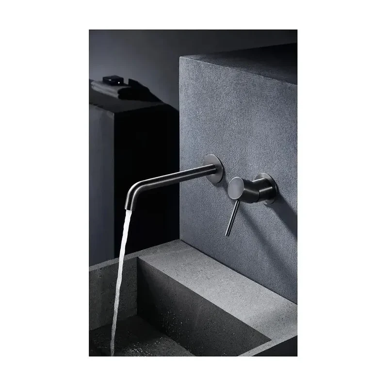 Grifo de lavabo monomando y empotrado sin caja de registro en latón Black gun metal Monza Imex