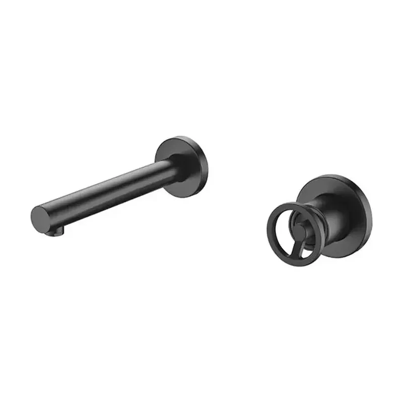 Grifo de lavabo empotrado con un diseño monomando de acabado negro mate Olimpo de Imex